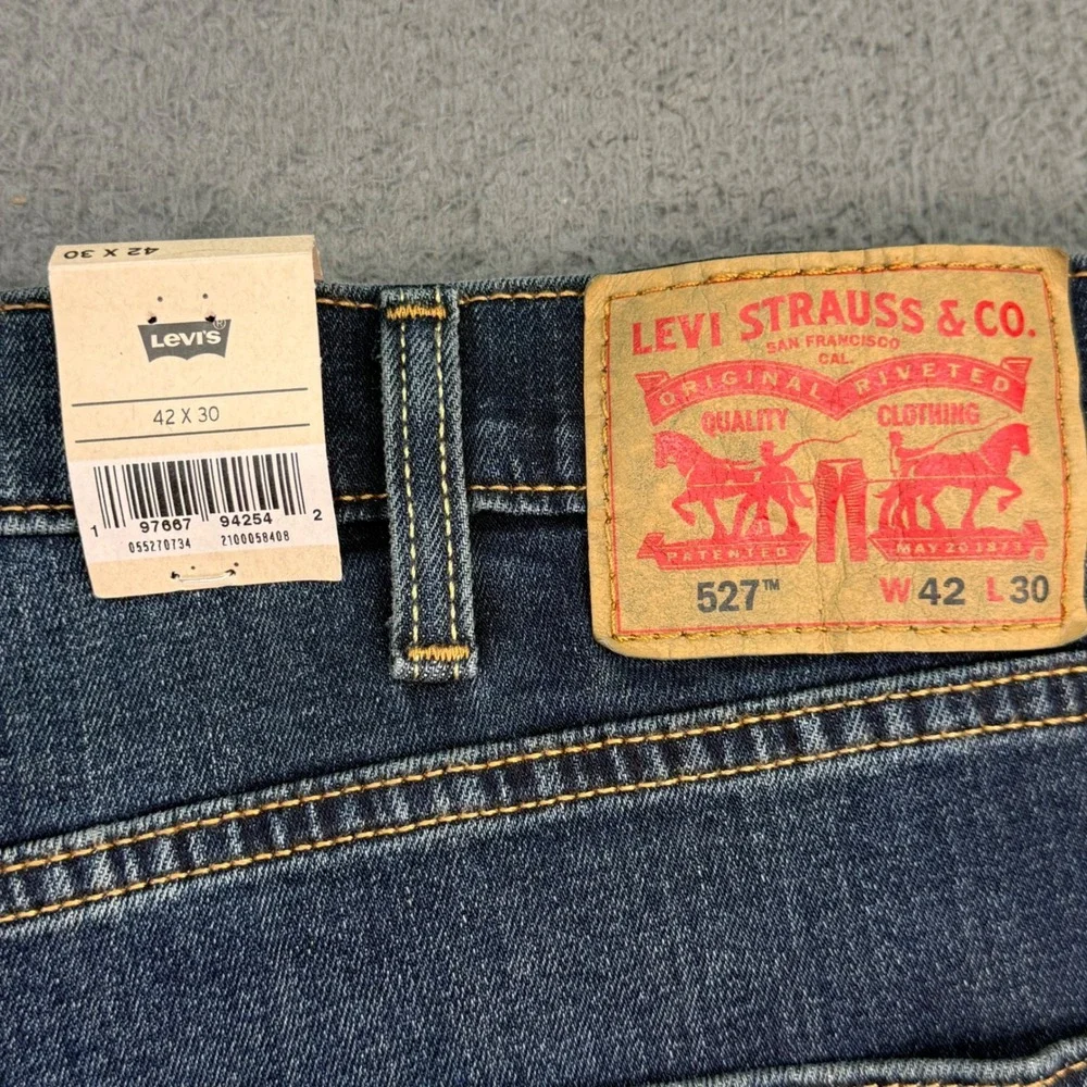 Levi's 527 Slim Bootcut Jeans Mens 42x30 Blue Stretch Denim Pants 055270734